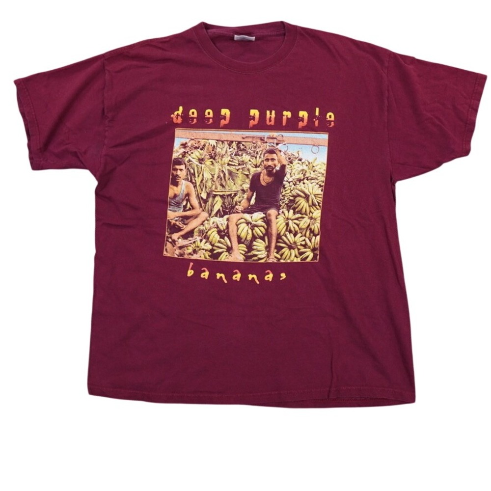 VTG Deep Purple Bananas Tour Shirt Mens XL Burgundy Hanes Graphic Rock VTG 2003